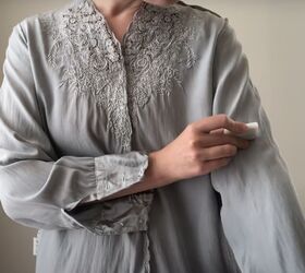 how to turn a vintage silk pajama top into sophisticated fall fashion