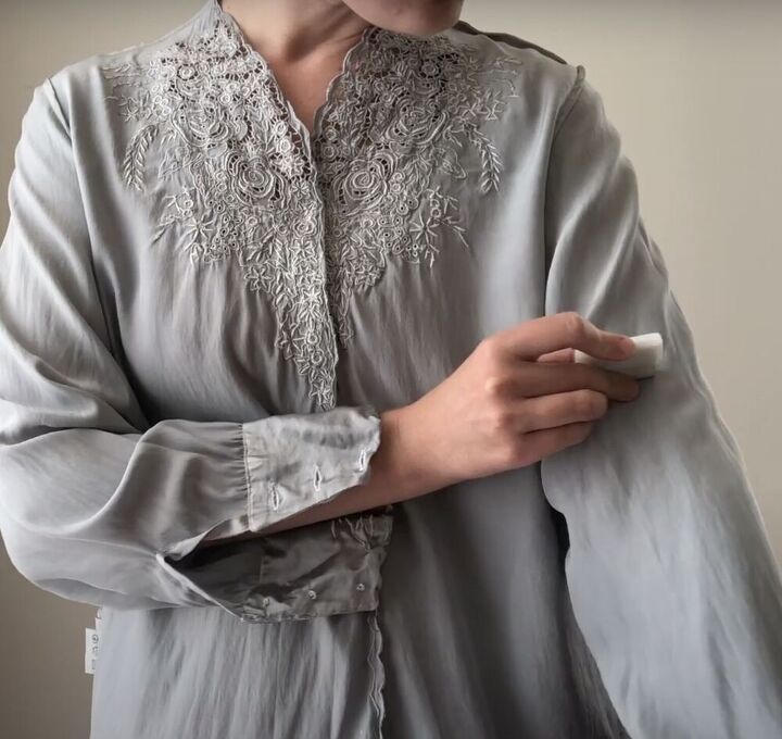 how to turn a vintage silk pajama top into sophisticated fall fashion