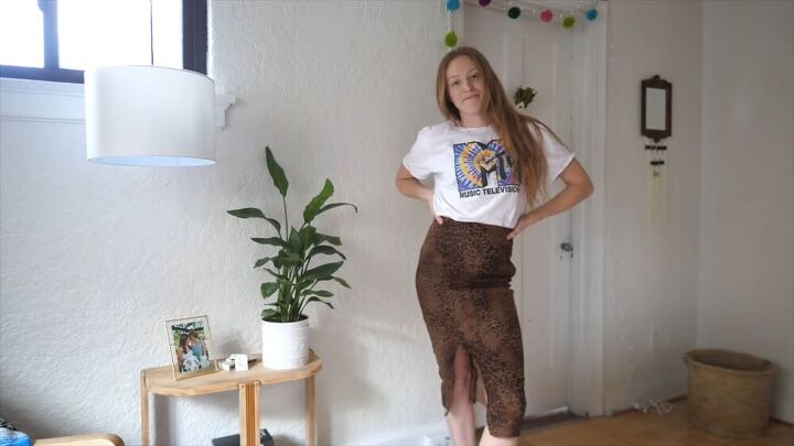 three original ideas for turning thrift finds into awesome outfits, Finished midi refashion