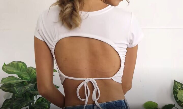 learn to make 3 stunning styles of open back crop tops, White open back crop top