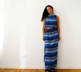 make a gorgeous maxi dress without having to sew a stitch, DIY dress without sewing