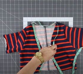learn how to diy an adorable shrug, Measure the front opening