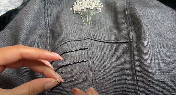 learn how to transform jeans into a cute halter top, Add beading