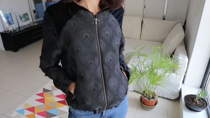 see how i made this cool black bomber jacket at home, Completed black bomber jacket