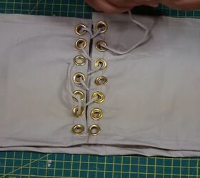see how to turn baggy pants into a crop top and elastic pants set, DIY fitted crop top