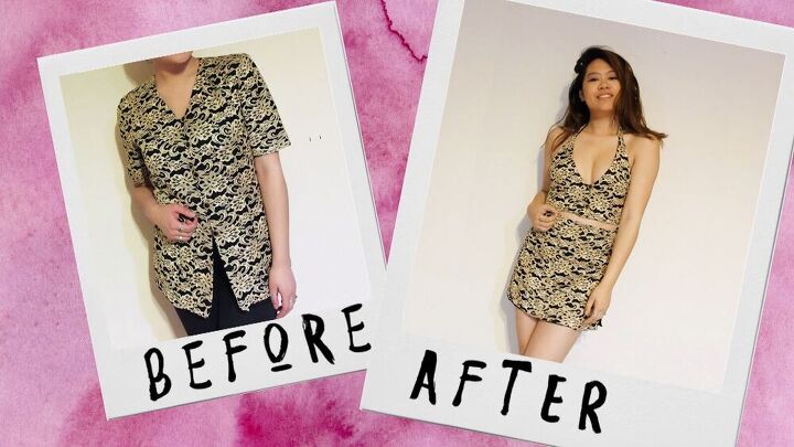 see how i transformed an old shirt into the perfect festival outfit, Completed shirt refashion