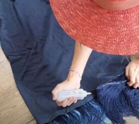 learn how to do 5 epic t shirt upcycles, Glue on the fringe