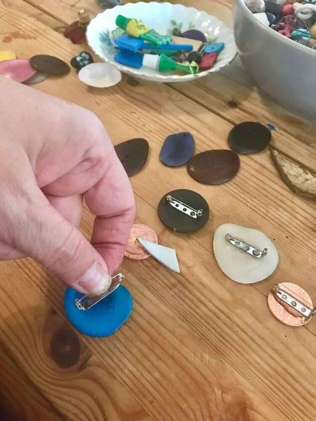 how to make some unique brooches from recycled jewellery, Tagua brooch