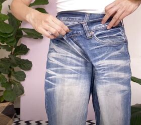how to make trendy mom jeans out of mens jeans, DIY high waisted mom jeans