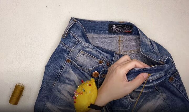 how to make trendy mom jeans out of mens jeans, How to make mom jeans