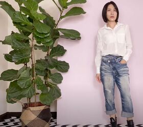 how to make trendy mom jeans out of mens jeans, Wearing men s jeans as mom jeans
