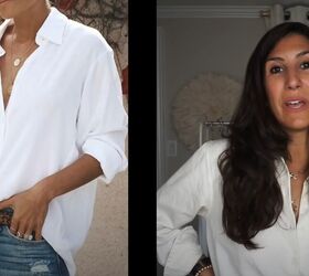 learn the tricks and tips to styling a white button down shirt, Do a French tuck