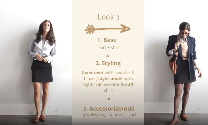 easy ways to make fall basics look chic, Style a skirt and shirt