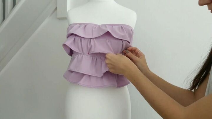 how to turn a pair of pants into a cool strapless top with ruffles, Strapless ruffle top DIY