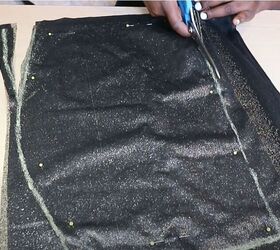 learn how to sew a gorgeous sequin mini skirt, Black and gold sequin mini skirt