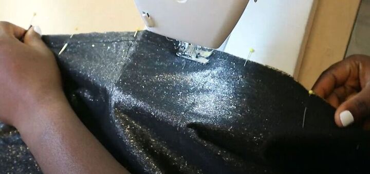 learn how to sew a gorgeous sequin mini skirt, DIY sequin mini skirt