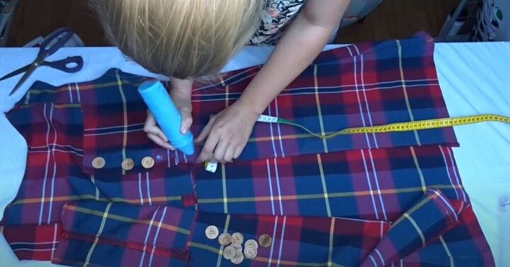 check out my upcycled button up dress, Attach big buttons