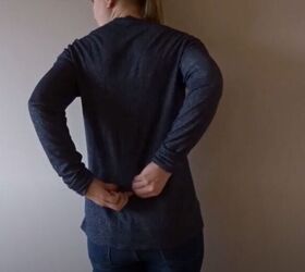 make a gorgeous open back top from a long sleeve shirt, Mark the open back