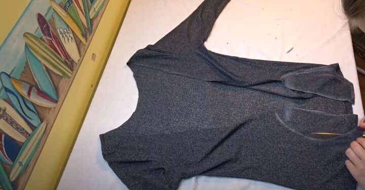 make a gorgeous open back top from a long sleeve shirt, Cut out ties