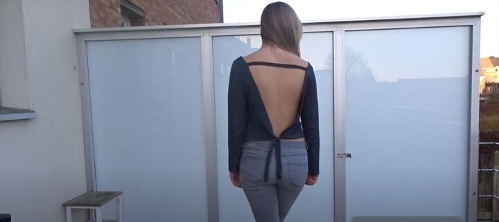 make a gorgeous open back top from a long sleeve shirt, DIY open back shirt