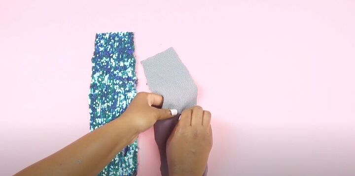 diy a super cute pair of sequin socks, Pin the top to the bottom
