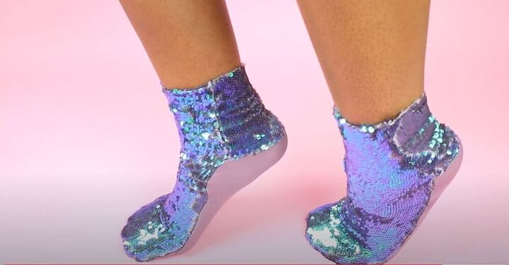 diy a super cute pair of sequin socks, Women s sequin socks