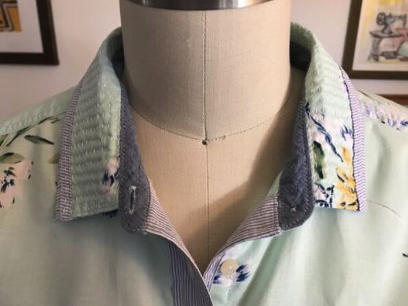 blouse with stitched collar