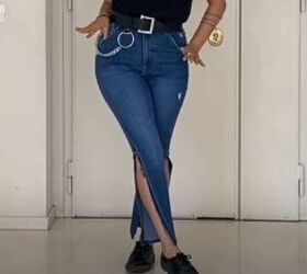 learn 10 incredible denim diy ideas, DIY open leg jeans