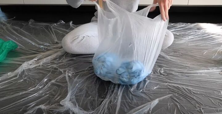 diy a trendy pastel tie dye tracksuit, Place the tracksuit in a plastic bag