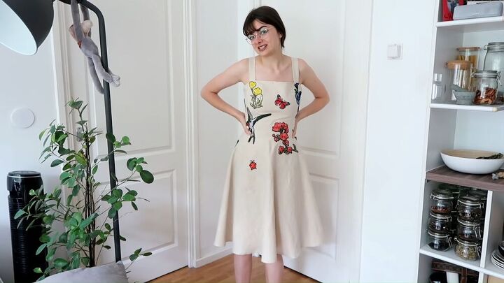 see how i made this gorgeous summer meadow dress with applique, DIY linen dress with patches