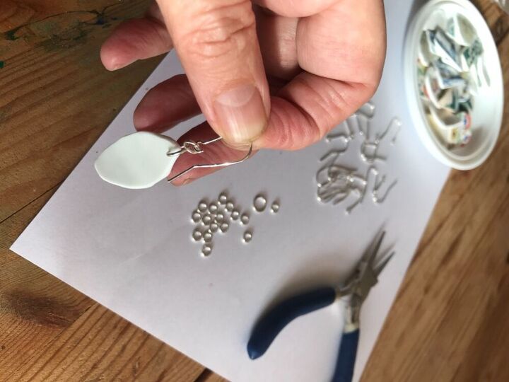 how to make earrings from broken china dishes, Assemble earrings