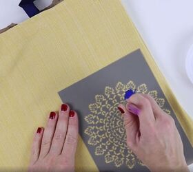 transform a placemat into a purse with this fun diy, Use a stencil