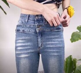 how to make jeans high waisted turning low rise into diy high rise, Making DIY high waisted jeans