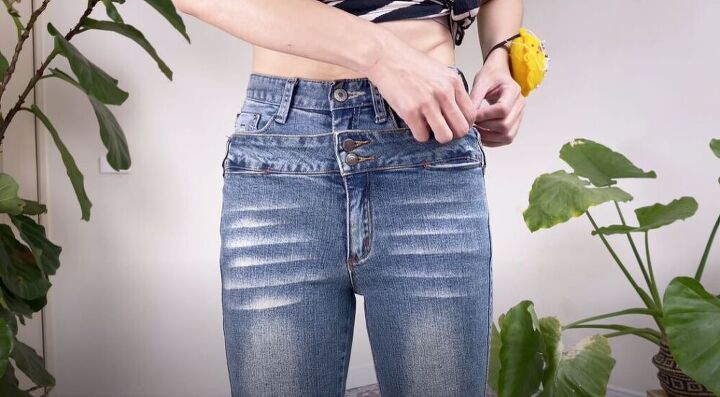 how to make jeans high waisted turning low rise into diy high rise, Making DIY high waisted jeans