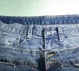 how to make jeans high waisted turning low rise into diy high rise, Make jeans high waisted with a double waistband