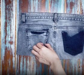 how to make jeans high waisted turning low rise into diy high rise, Removing pockets from the jeans
