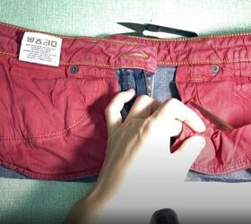 how to make jeans high waisted turning low rise into diy high rise, Cutting off the bottoms of the pockets