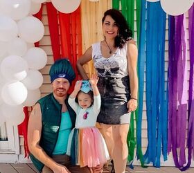 matching family troll costume including crocheted troll hair hat