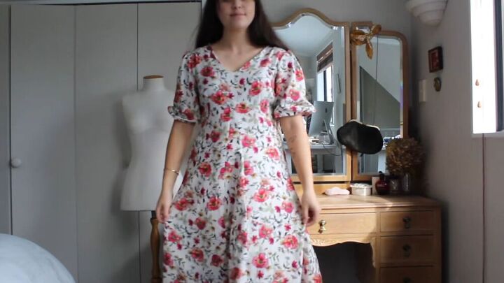see how i modified a dress pattern to get this ganni style dress, Homemade dress front