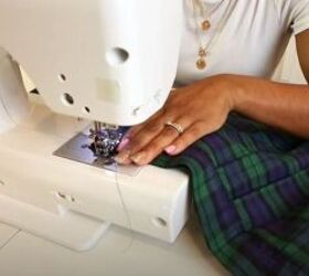 check out this diy plaid skirt revamp, Sew the side seam