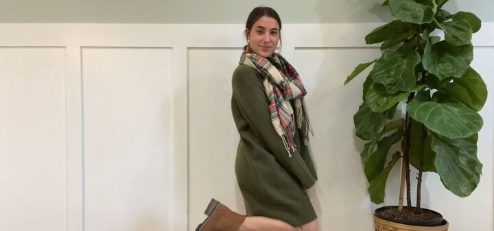 learn to make and style a blanket scarf, Blanket scarf outfit