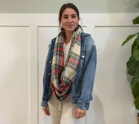learn to make and style a blanket scarf, Tie loosely