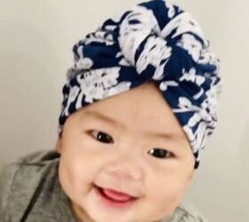 learn how to easily make a turban headband for your baby, Baby in turban headband