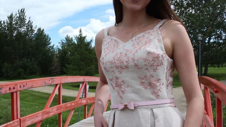 check out how i made a gorgeous linen dress with embroidery, Completed linen dress