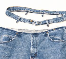 Rip the waistband off of a pair of men's jeans for this awesome thrift flip idea