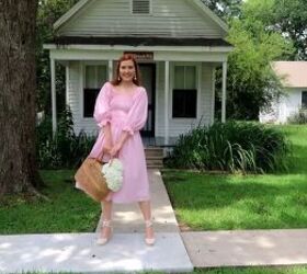check out how i made my own shirred midi dress for summer, How to style a shirred midi dress