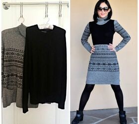 Make a Winter Sweater Dress Out of 2 Sweaters