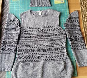 make a winter sweater dress out of 2 sweaters
