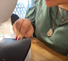 sleek dior inspired saddle bag pattern tutorial, Sewing DIY Dior saddle bag together