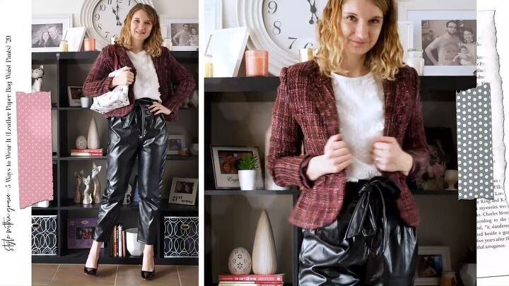 check out these five ways to style leather paper bag waist pants, High waisted paper bag pants